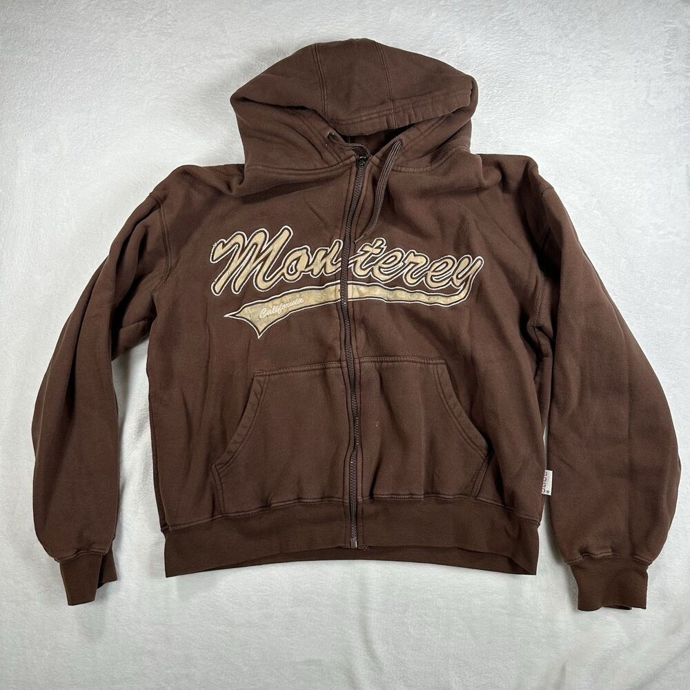 Monterey California Hoodie Mens M Brown Full Zip GOGO Sports Sweatshirt
